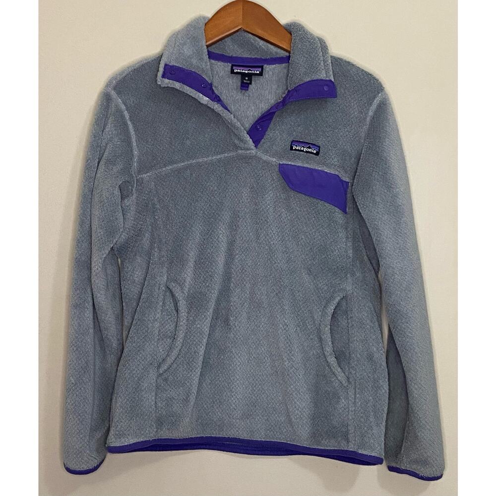 Womens Patagonia Gray Polartec Fleece Medium Snap Pullover Medium ReTool